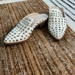 White studded mules